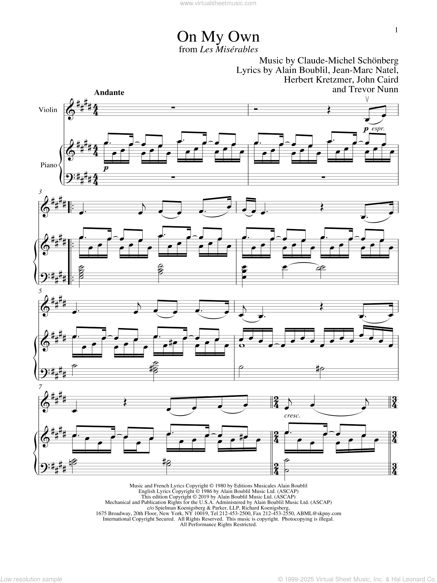 On My Own (from Les Miserables)