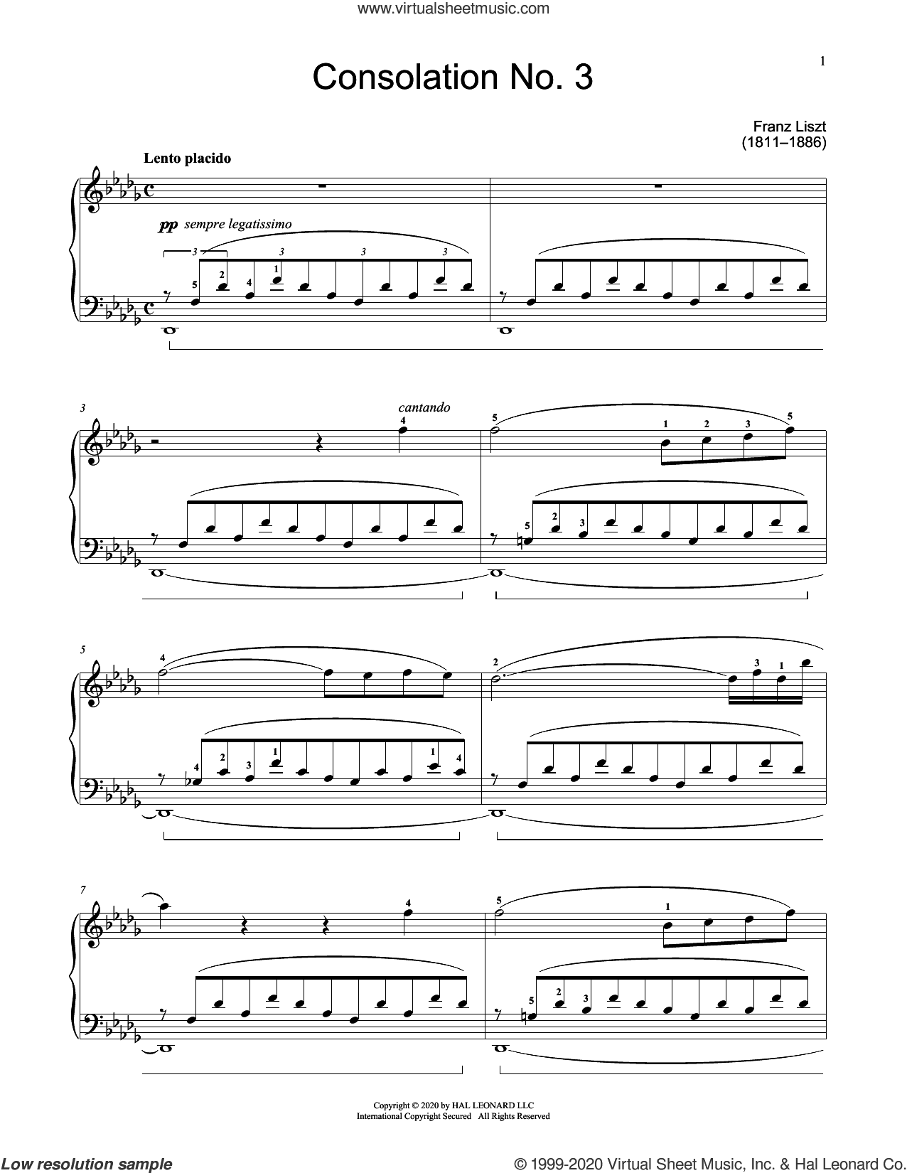 Consolation No. 3 In D-Flat Major