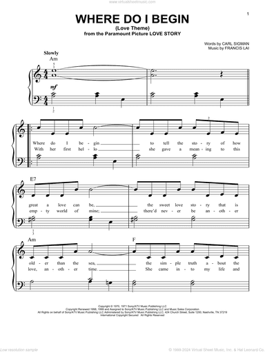 Where Do I Begin (Love Theme), (beginner)