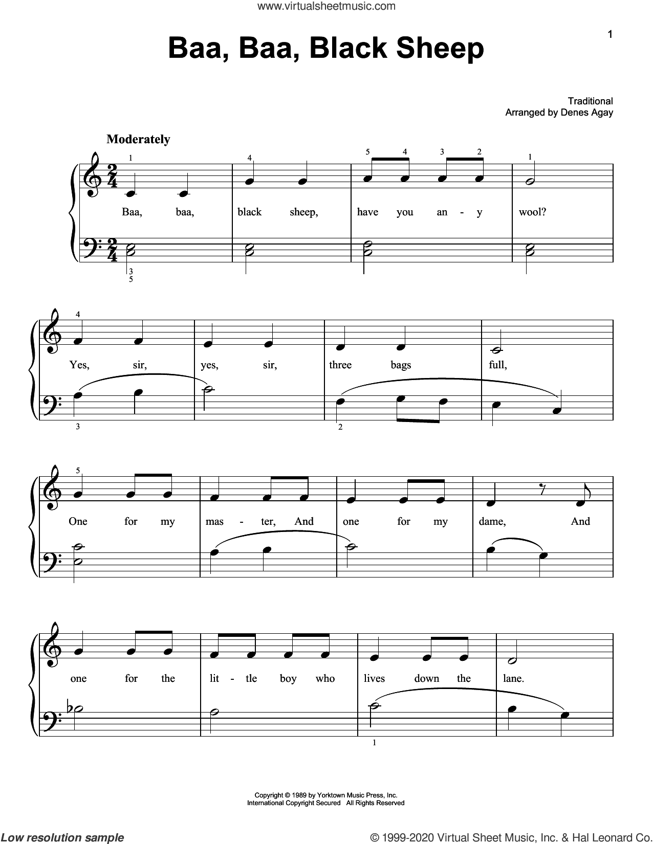 Baa Baa Black Sheep (arr. Denes Agay)