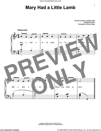Mary Had A Little Lamb (arr. Denes Agay)