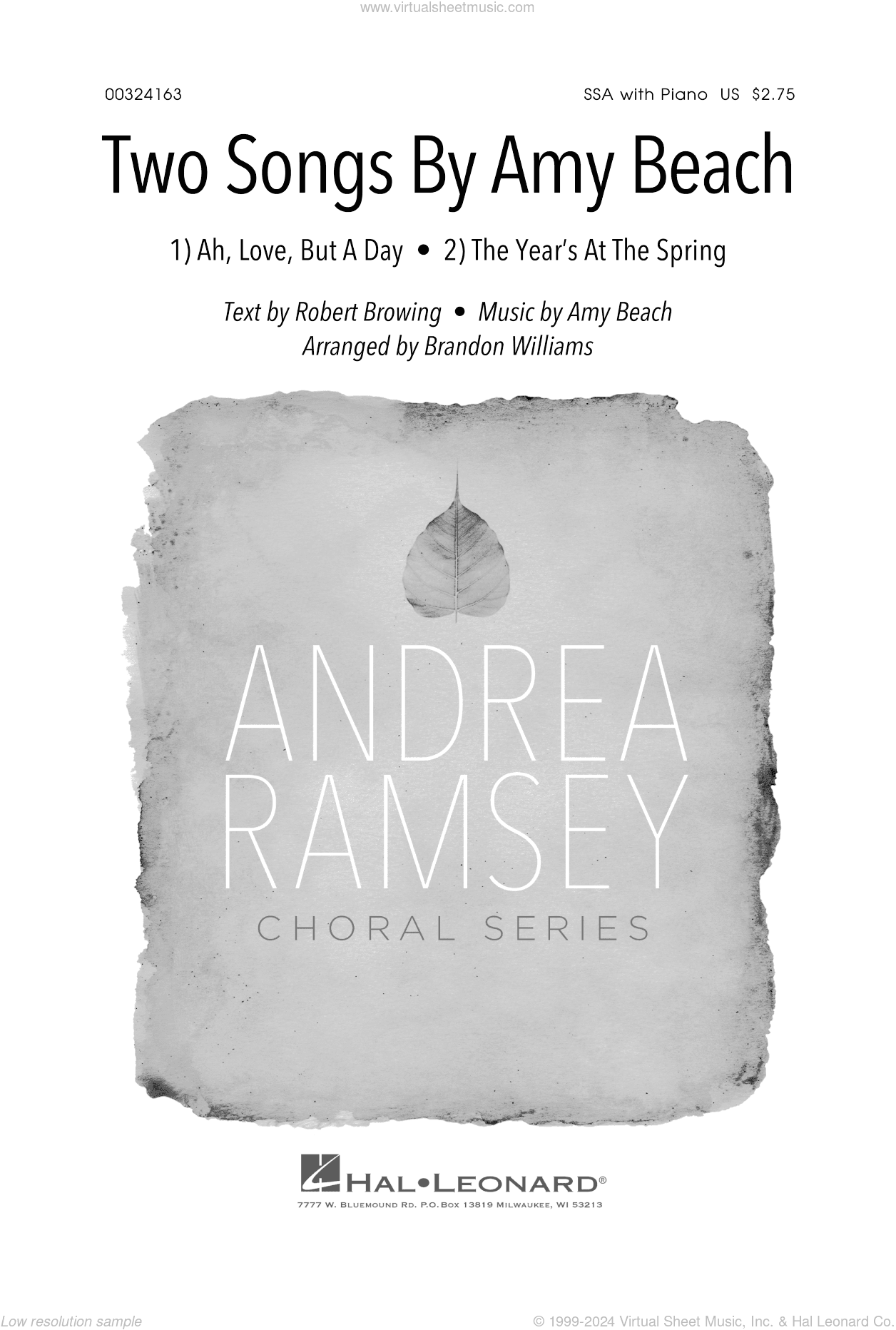 Two Songs By Amy Beach (Ah, Love, But A Day and The Year's At The Spring) (arr. Brandon Williams)