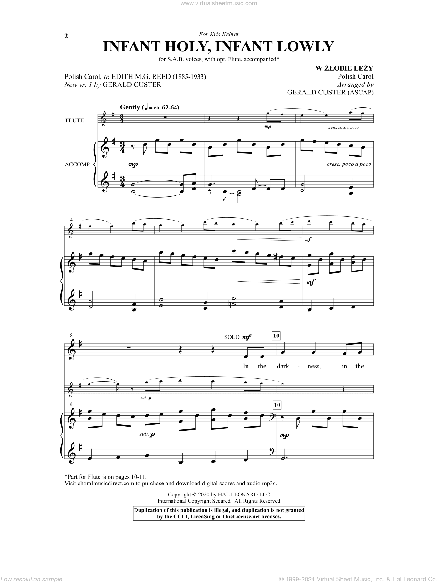 Infant Holy, Infant Lowly (arr. Gerald Custer)