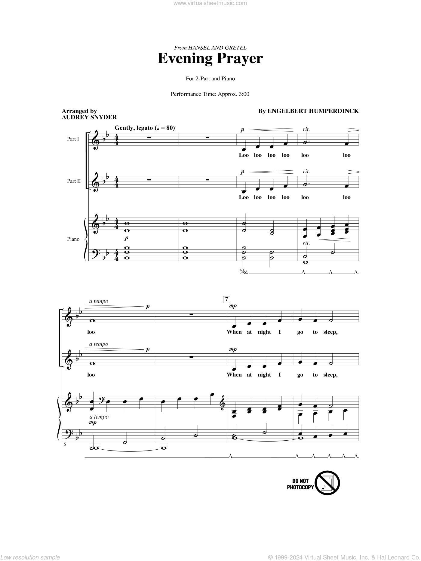 Evening Prayer (from Hansel And Gretel) (arr. Audrey Snyder)