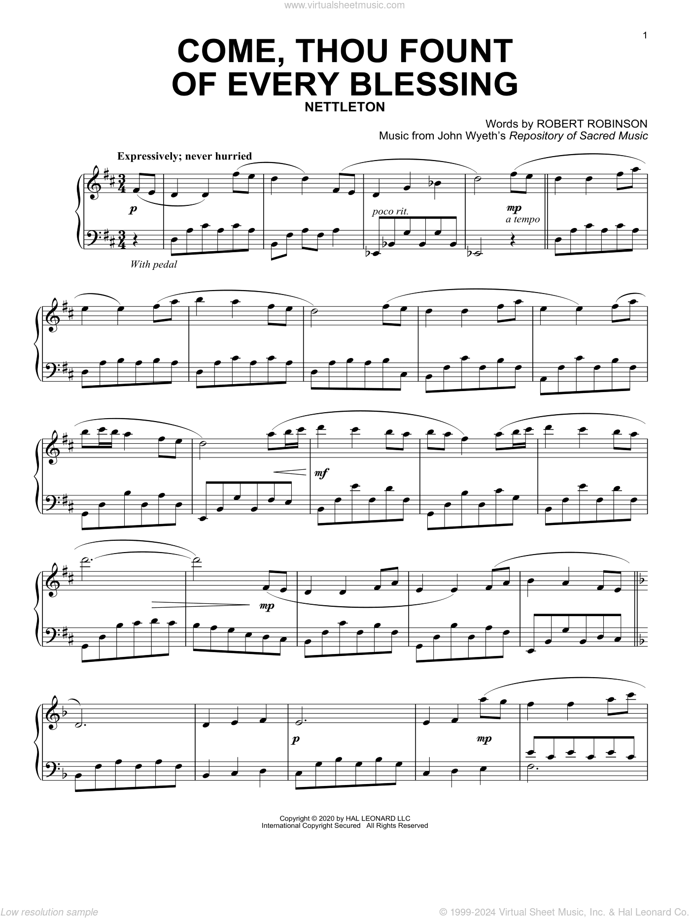 Come, Thou Fount Of Every Blessing, (intermediate)