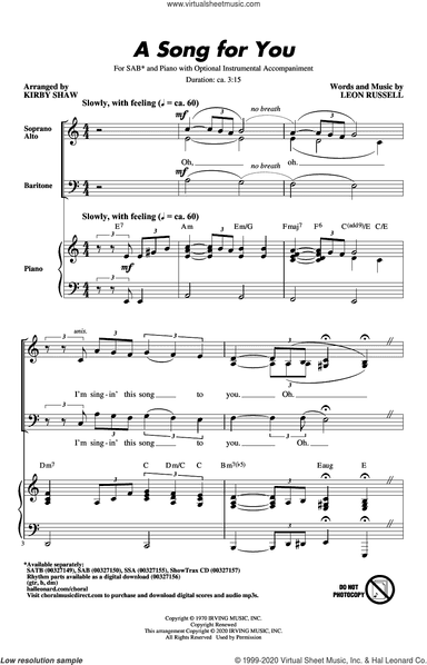A Song For You (arr. Kirby Shaw)