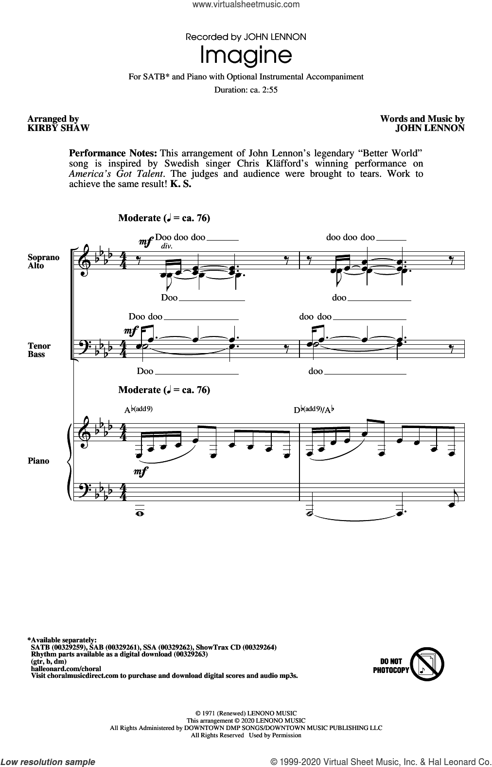Imagine (arr. Kirby Shaw)