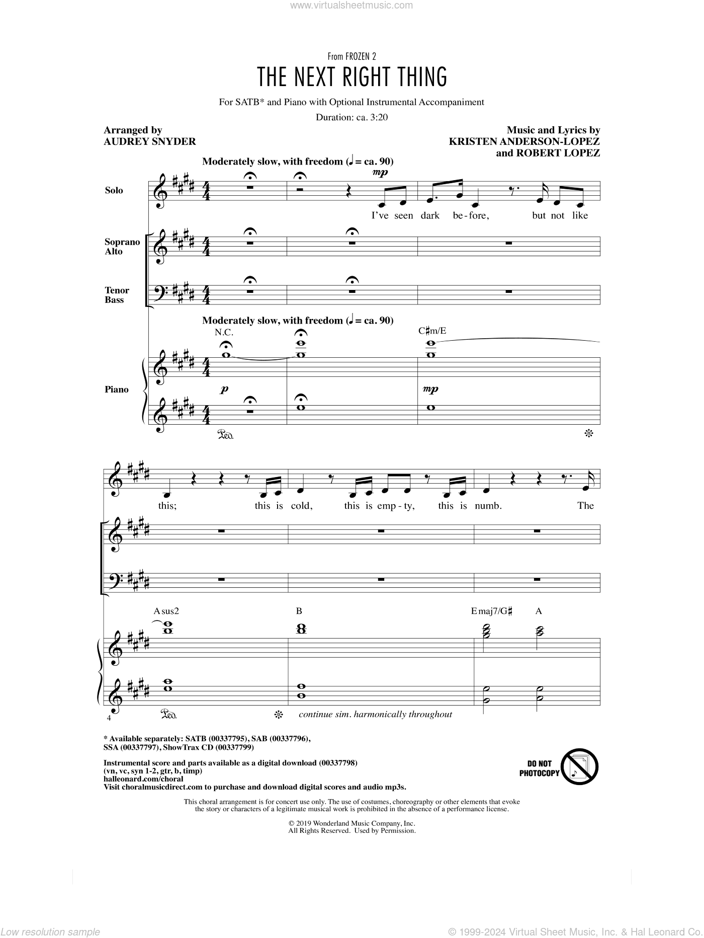 The Next Right Thing (from Disney's Frozen 2) (arr. Audrey Snyder)
