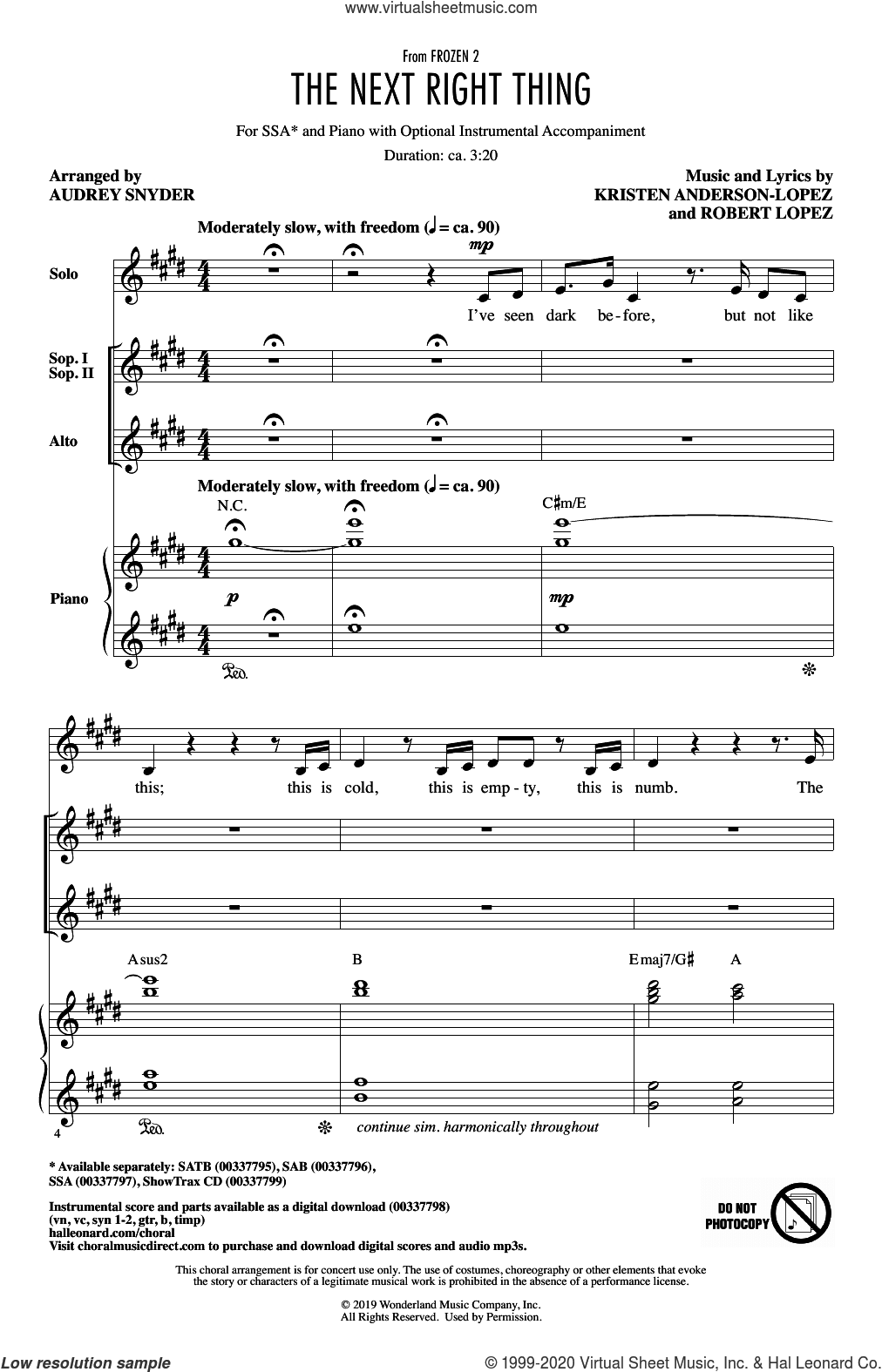 The Next Right Thing (from Disney's Frozen 2) (arr. Audrey Snyder)
