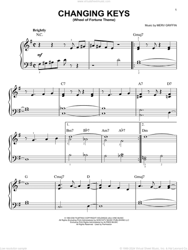 Changing Keys (Wheel Of Fortune Theme), (beginner)