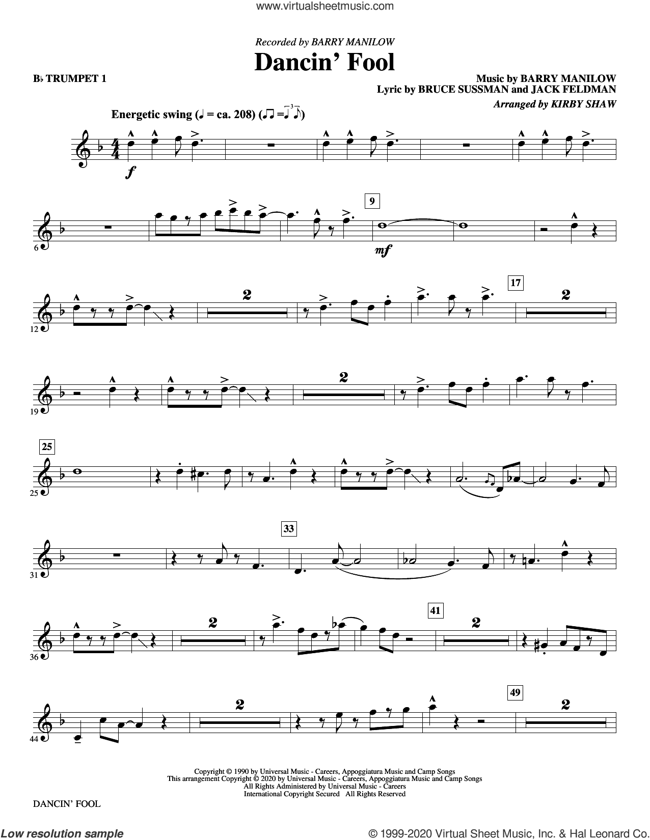 Dancin' Fool (arr. Kirby Shaw) (complete set of parts)