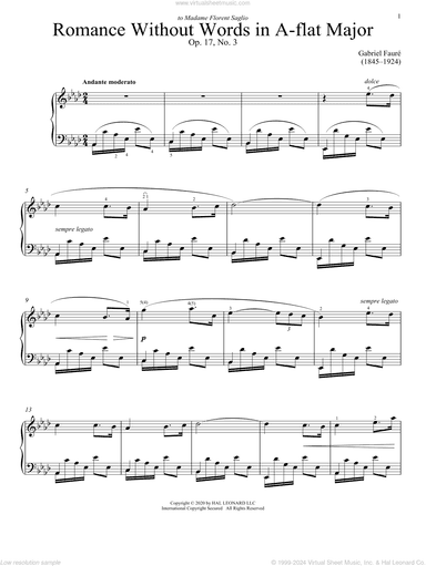 Romance Sans Paroles, Op. 17, No. 3 (Song Without Words)
