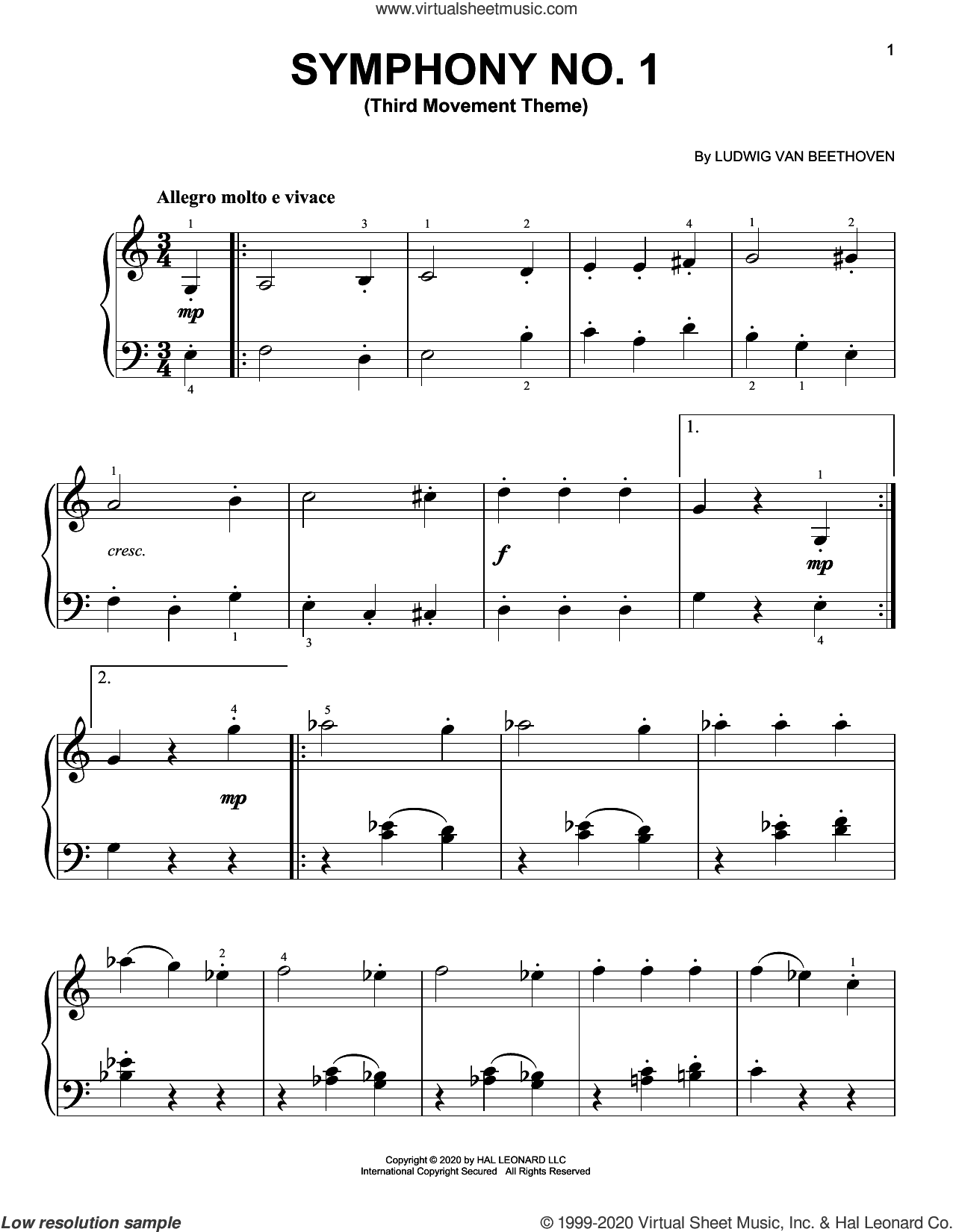 Symphony No. 1, Third Movement Excerpt, (easy)