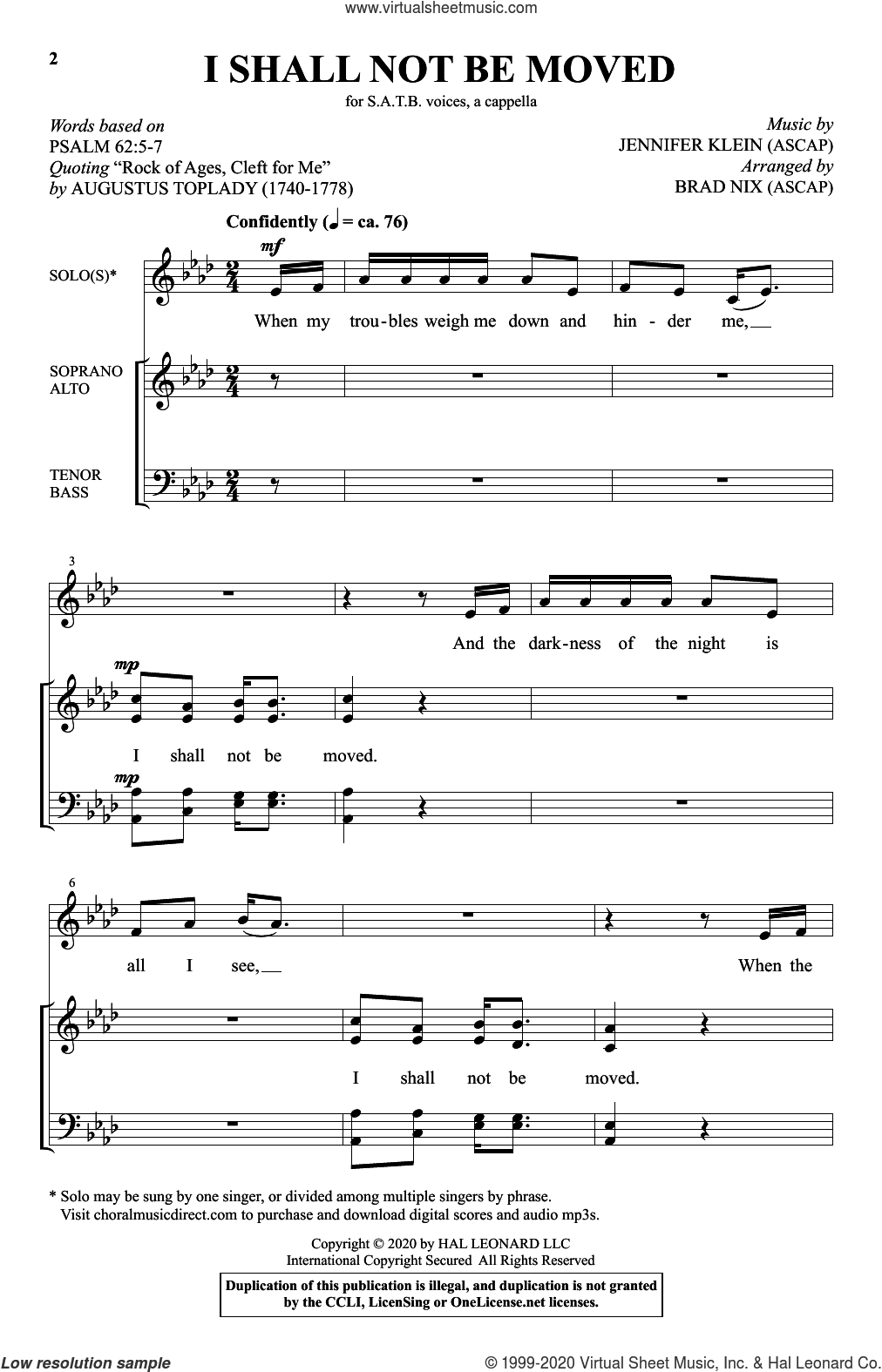 I Shall Not Be Moved (arr. Brad Nix)