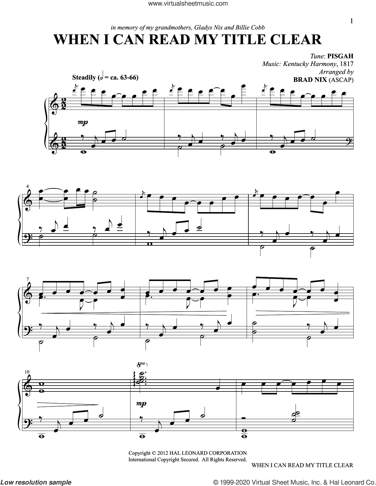 When I Can Read My Title Clear (arr. Brad Nix)