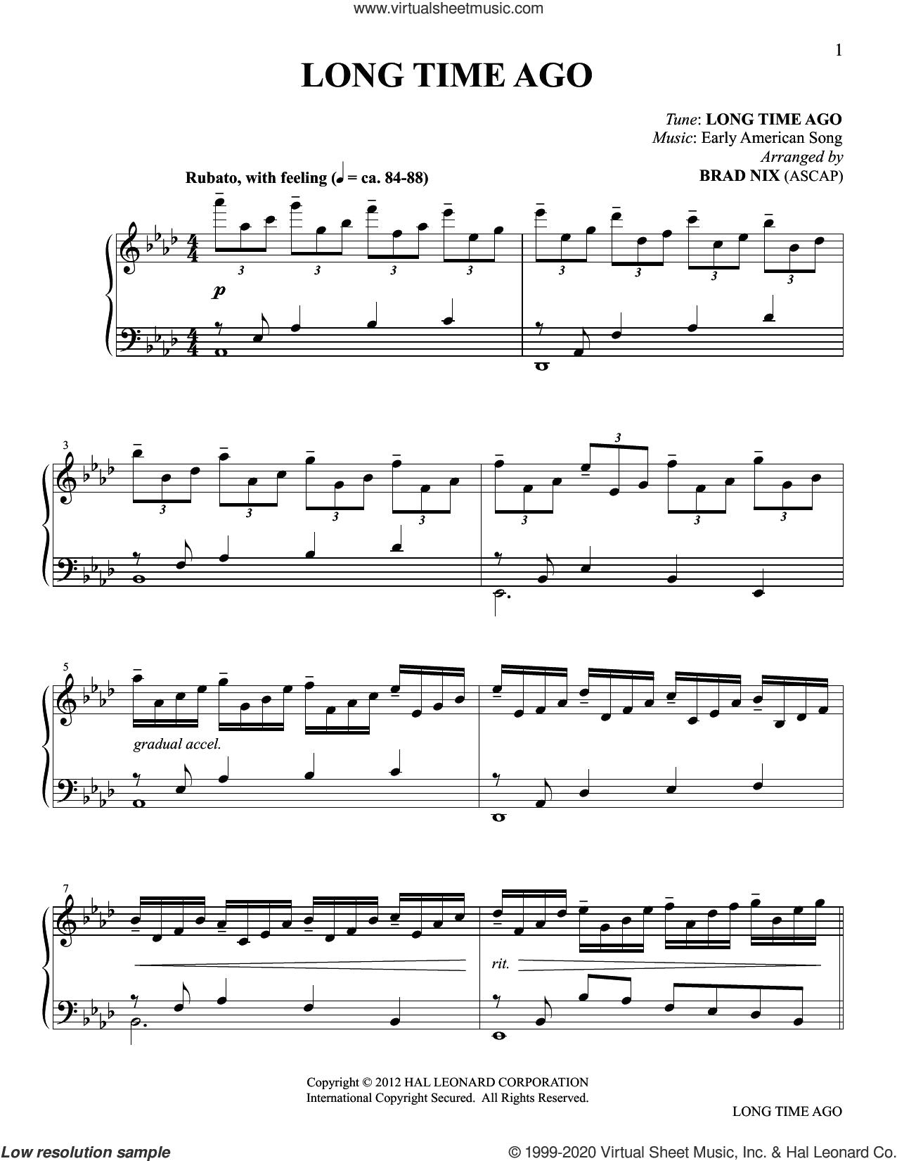 Long Time Ago (arr. Brad Nix)