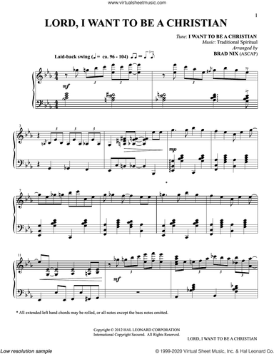 Lord, I Want To Be A Christian (arr. Brad Nix)