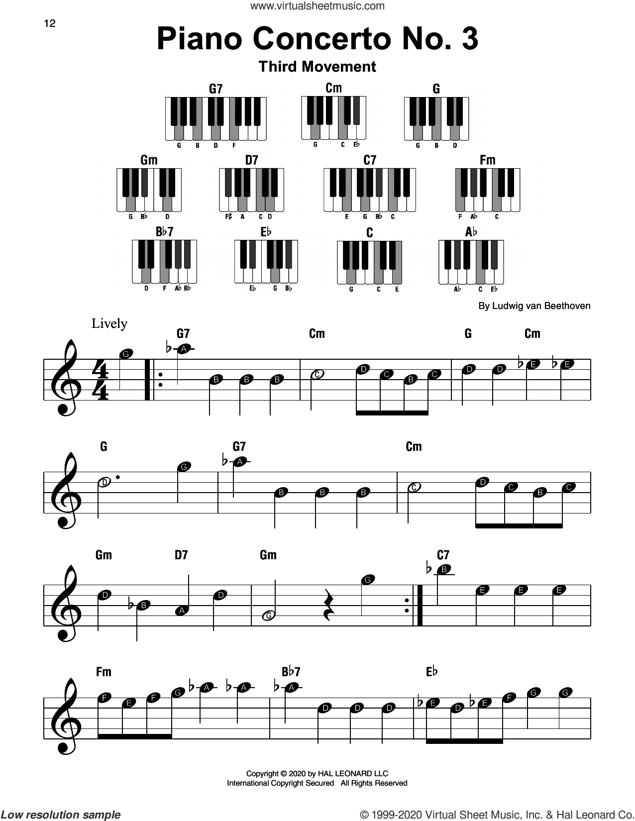Piano Concerto No. 3, 3rd Movement, (beginner)