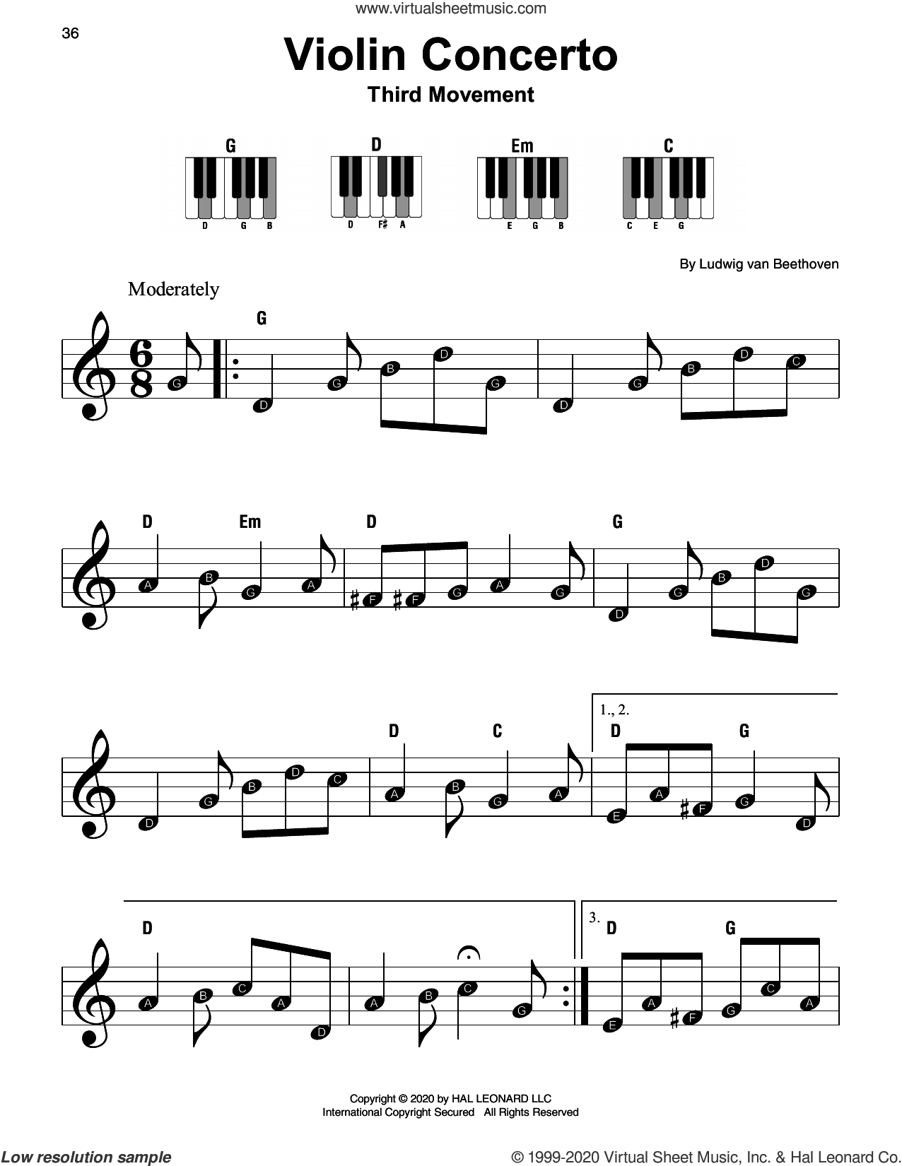 Violin Concerto In D Major, Op. 61, (beginner)