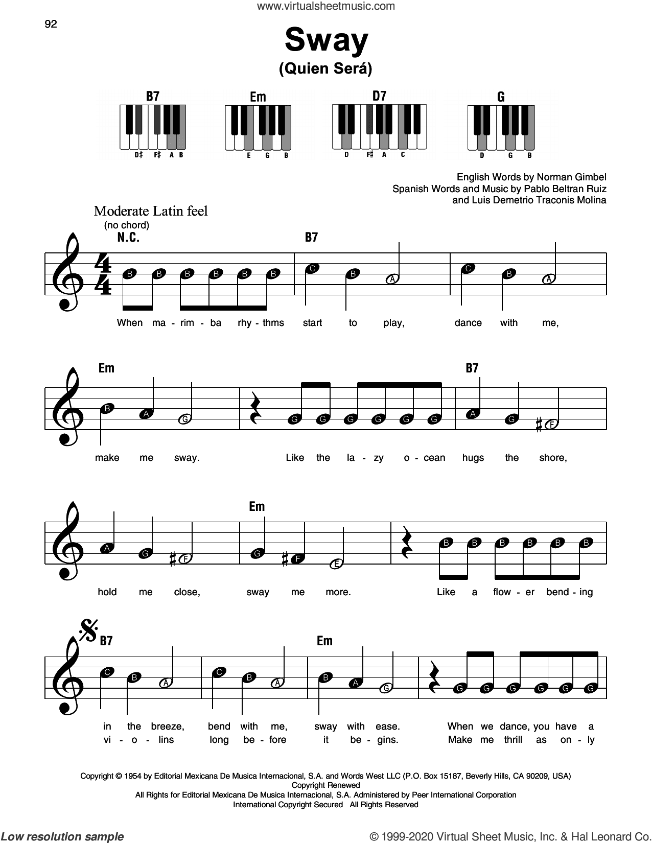 Sway (Quien Sera), (beginner)