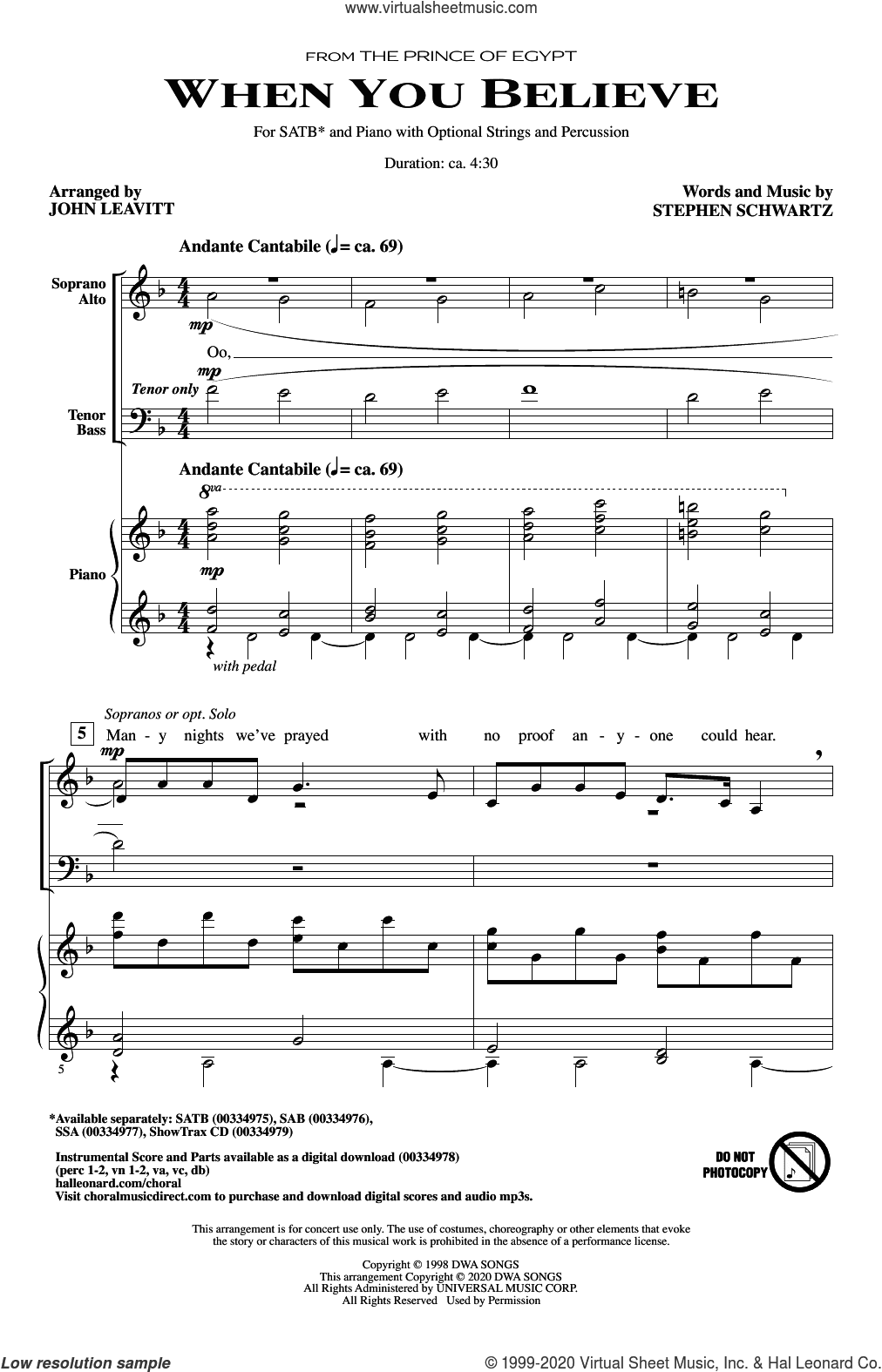 When You Believe (from The Prince Of Egypt) (arr. John Leavitt)