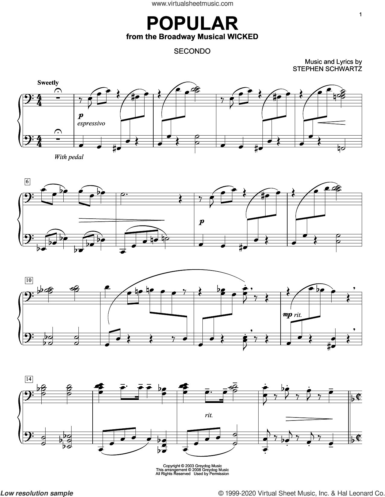 Popular (from Wicked) (arr. Carol Klose)
