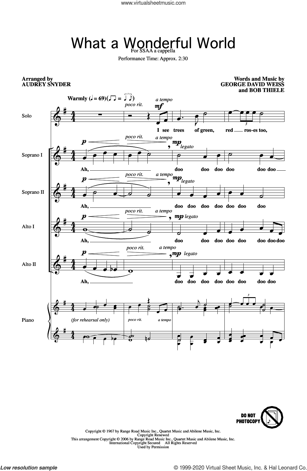 What A Wonderful World (arr. Audrey Snyder)