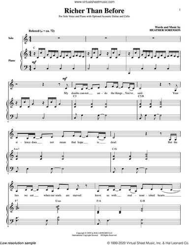 Richer Than Before (for Low Voice, Acoustic Guitar and Cello)