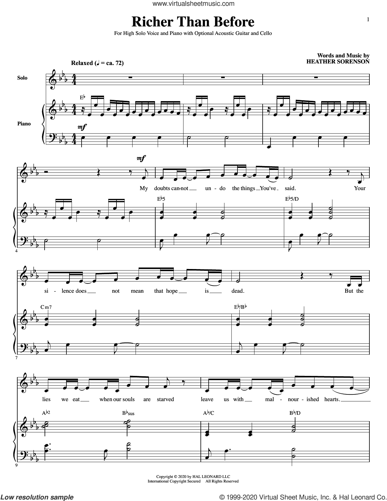 Richer Than Before (for High Voice, Acoustic Guitar and Cello)