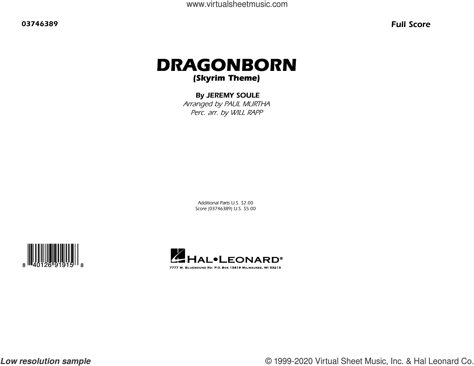 Dragonborn (Skyrim Theme) (arr. Will Rapp and Paul Murtha)