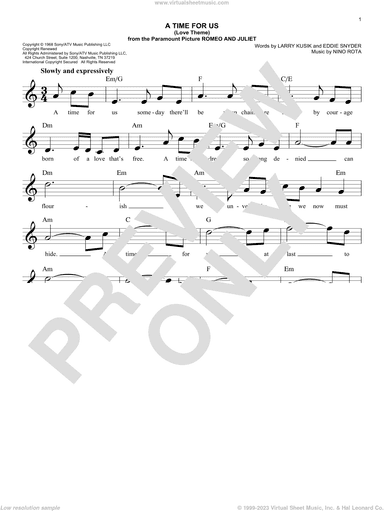 A Time For Us (Love Theme from Romeo And Juliet)