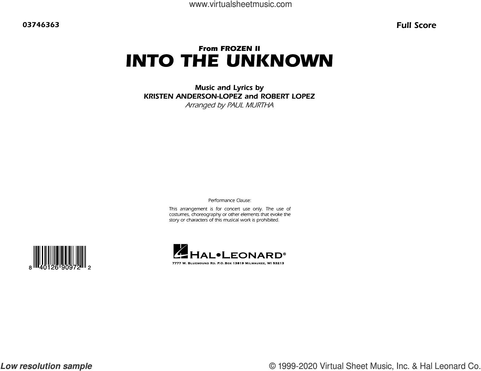 Into the Unknown (from Disney's Frozen 2) (arr. Paul Murtha)