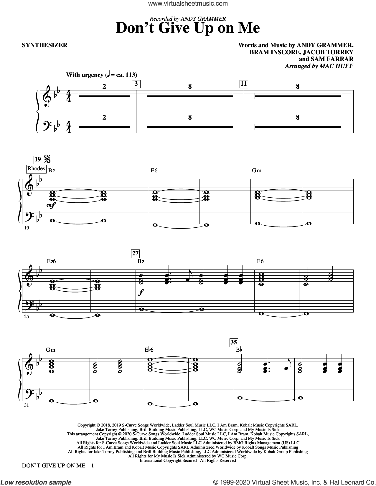 Don't Give Up On Me (arr. Mac Huff) (complete set of parts)