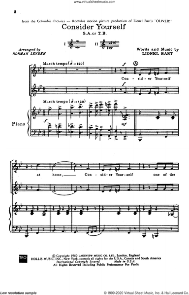 Consider Yourself (from Oliver!) (arr. Norman Leyden)
