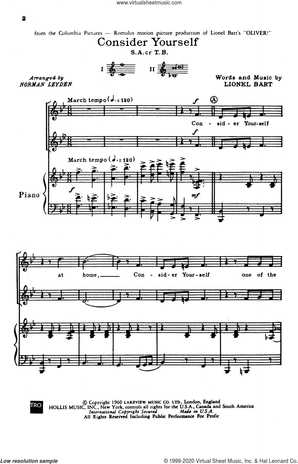 Consider Yourself (from Oliver!) (arr. Norman Leyden)