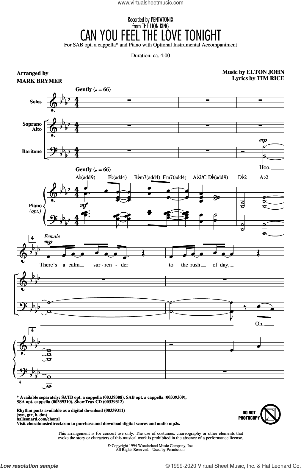 Can You Feel The Love Tonight (from The Lion King) (arr. Mark Brymer)