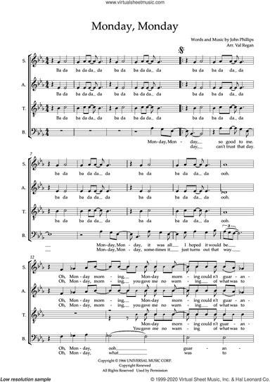 Monday, Monday (arr. Val Regan)