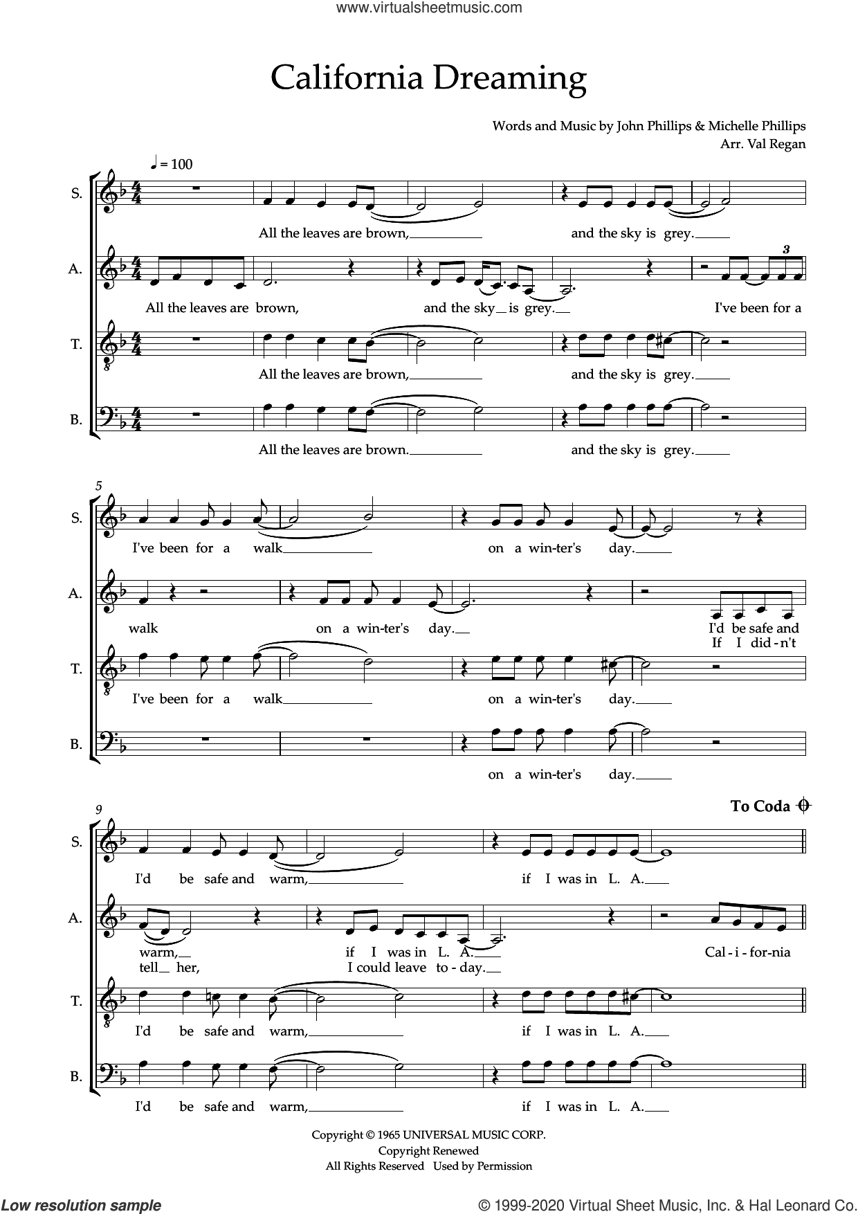 California Dreaming (arr. Val Regan)