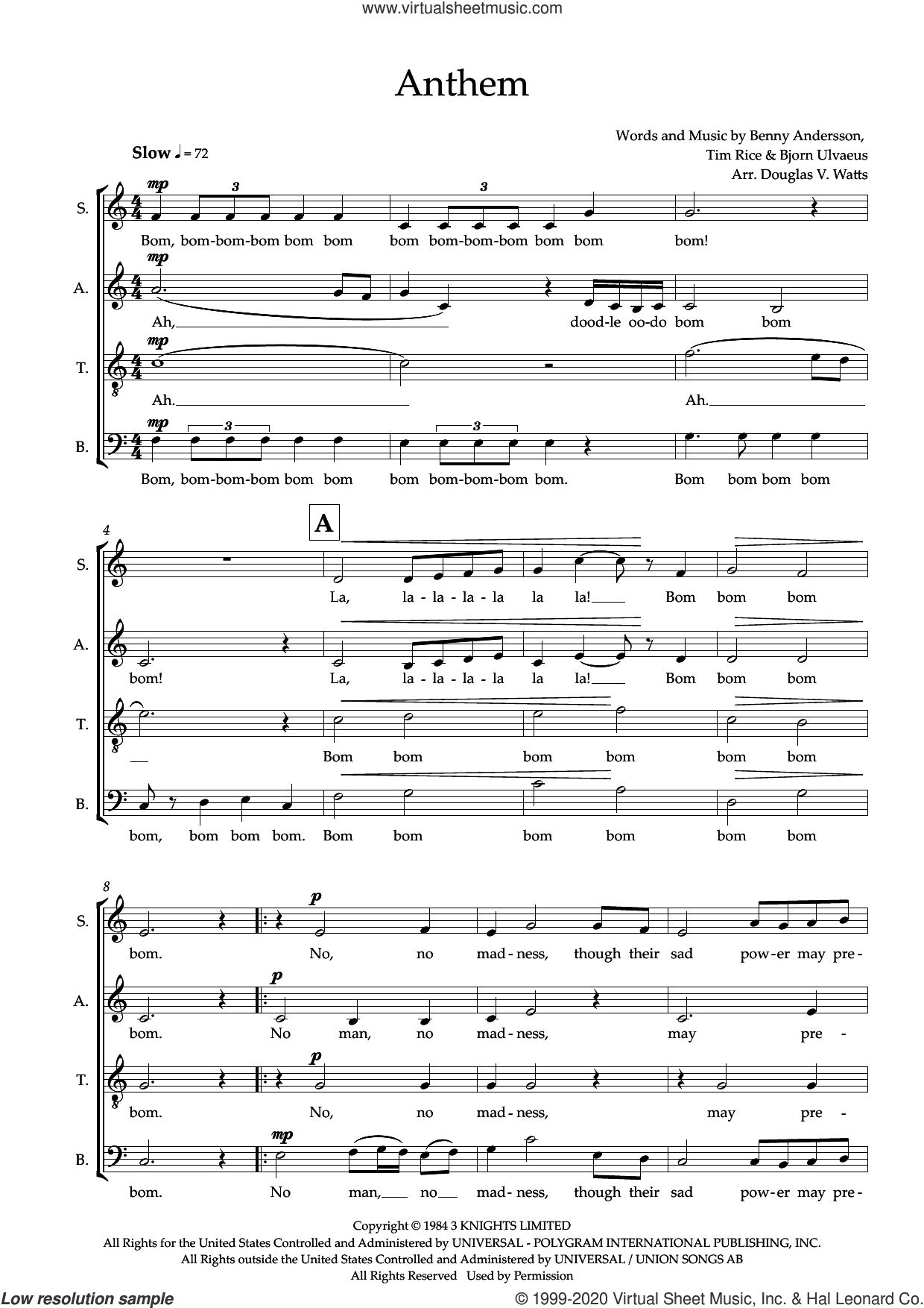 Anthem (from Chess the Musical) (arr. Doug Watts)