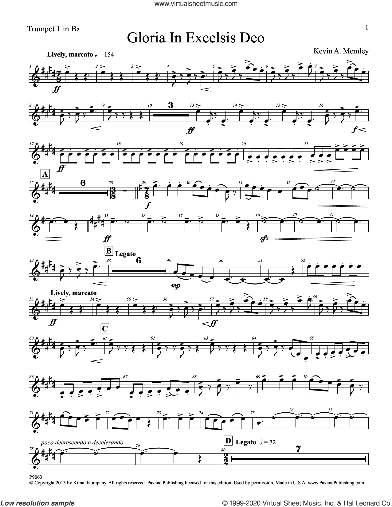 Gloria In Excelsis Deo (Brass Quintet and Percussion Parts)