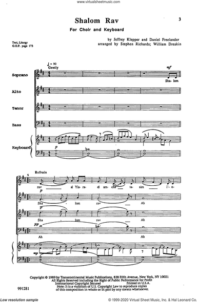 Shalom Rav (arr. Stephen Richards and William Dreskin)