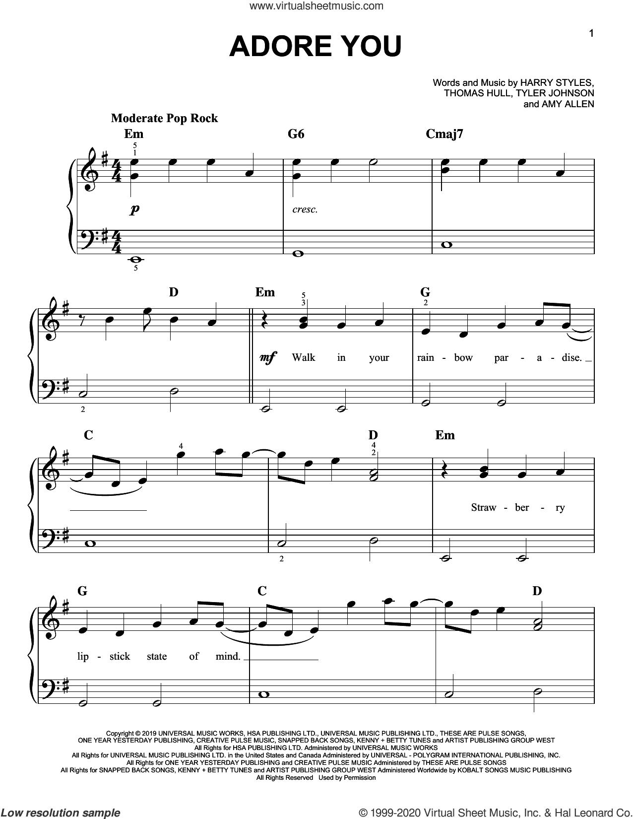 Adore You, (beginner)
