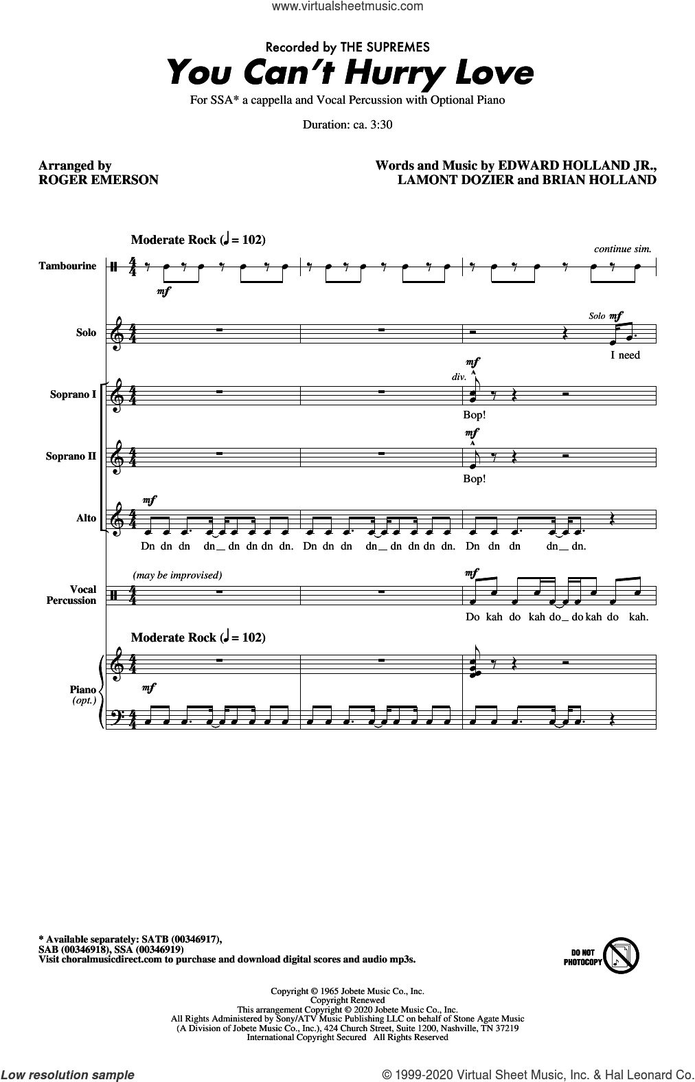 You Can't Hurry Love (arr. Roger Emerson)