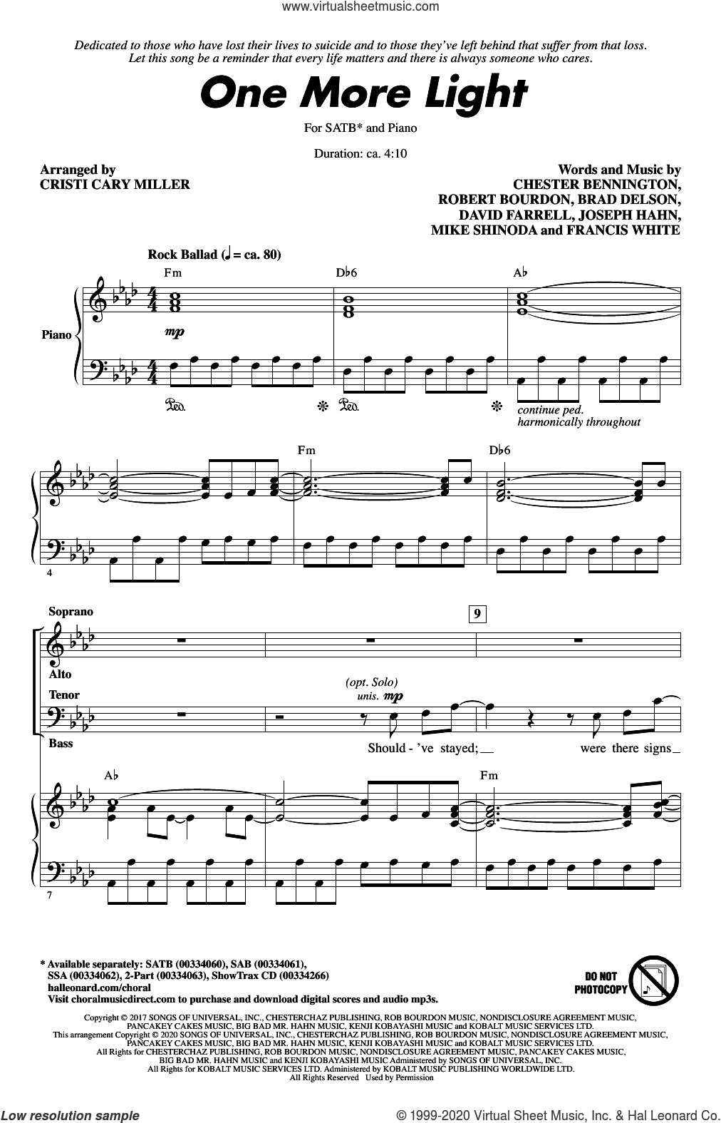 One More Light (arr. Cristi Cary Miller)