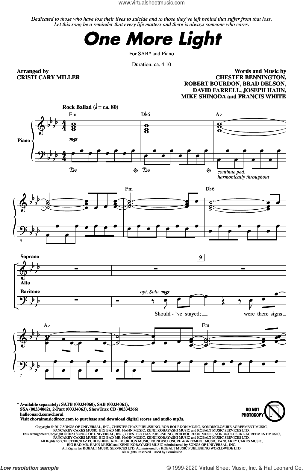 One More Light (arr. Cristi Cary Miller)
