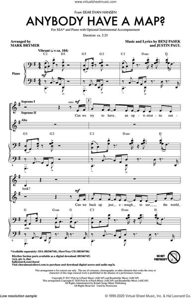 Anybody Have A Map? (from Dear Evan Hansen) (arr. Mark Brymer)