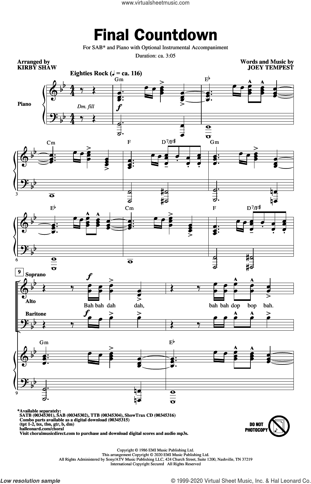 Final Countdown (arr. Kirby Shaw)