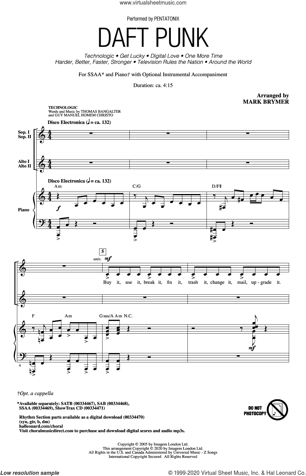 Daft Punk (Choral Medley) (arr. Mark Brymer)