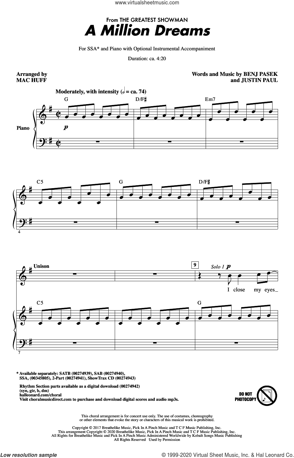 A Million Dreams (from The Greatest Showman) (arr. Mac Huff)