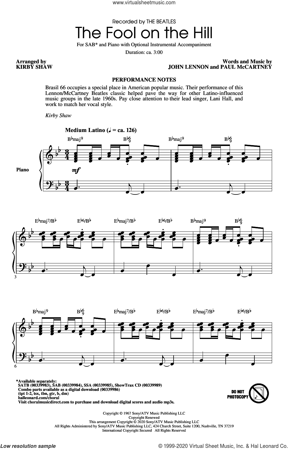 The Fool On The Hill (arr. Kirby Shaw)